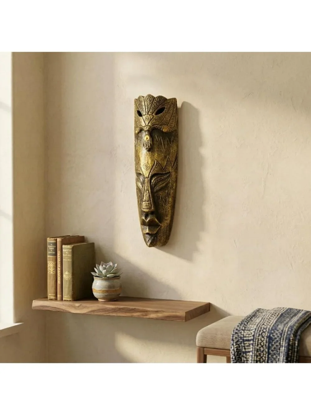 Handmade Wooden Peacock Wall Mask Sculpture, 20
